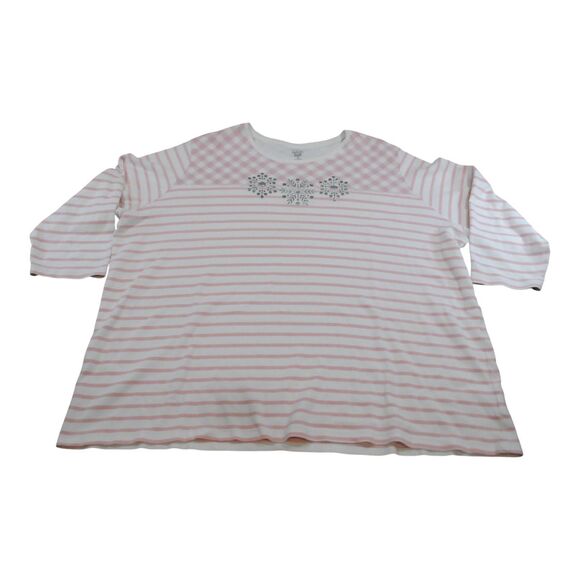 Kim Rogers Curvy Pink White Top Snowflakes Perfectly Soft Cozy Women's Size 3X - Picture 2 of 5
